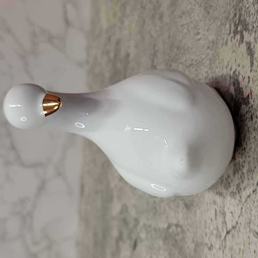 White Ceramic Goose / Duck Figurine with Gold Accents - Picture 2 of 5